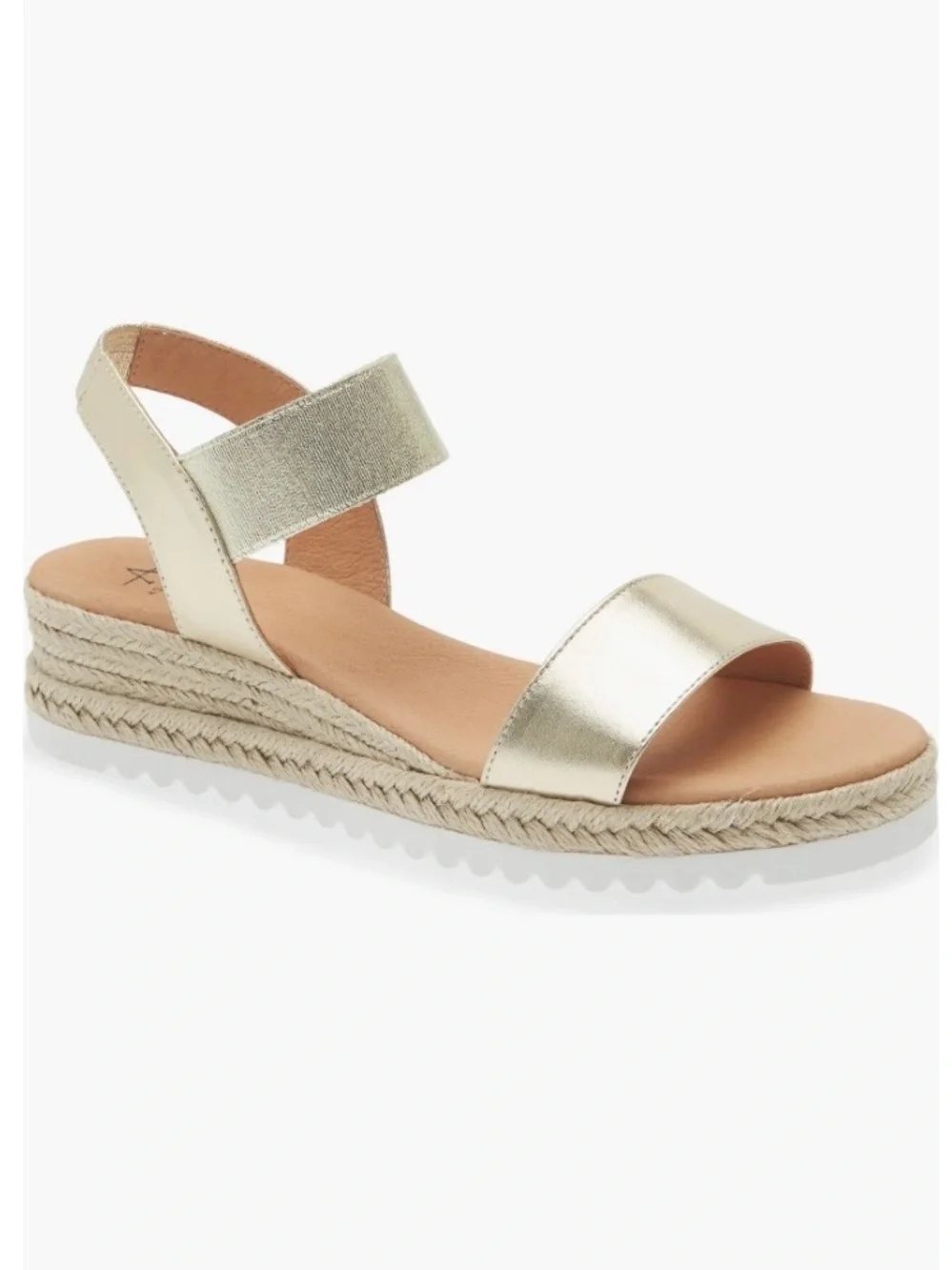 Aquatalia Metallic Gold Espadrille Wedge Sandal